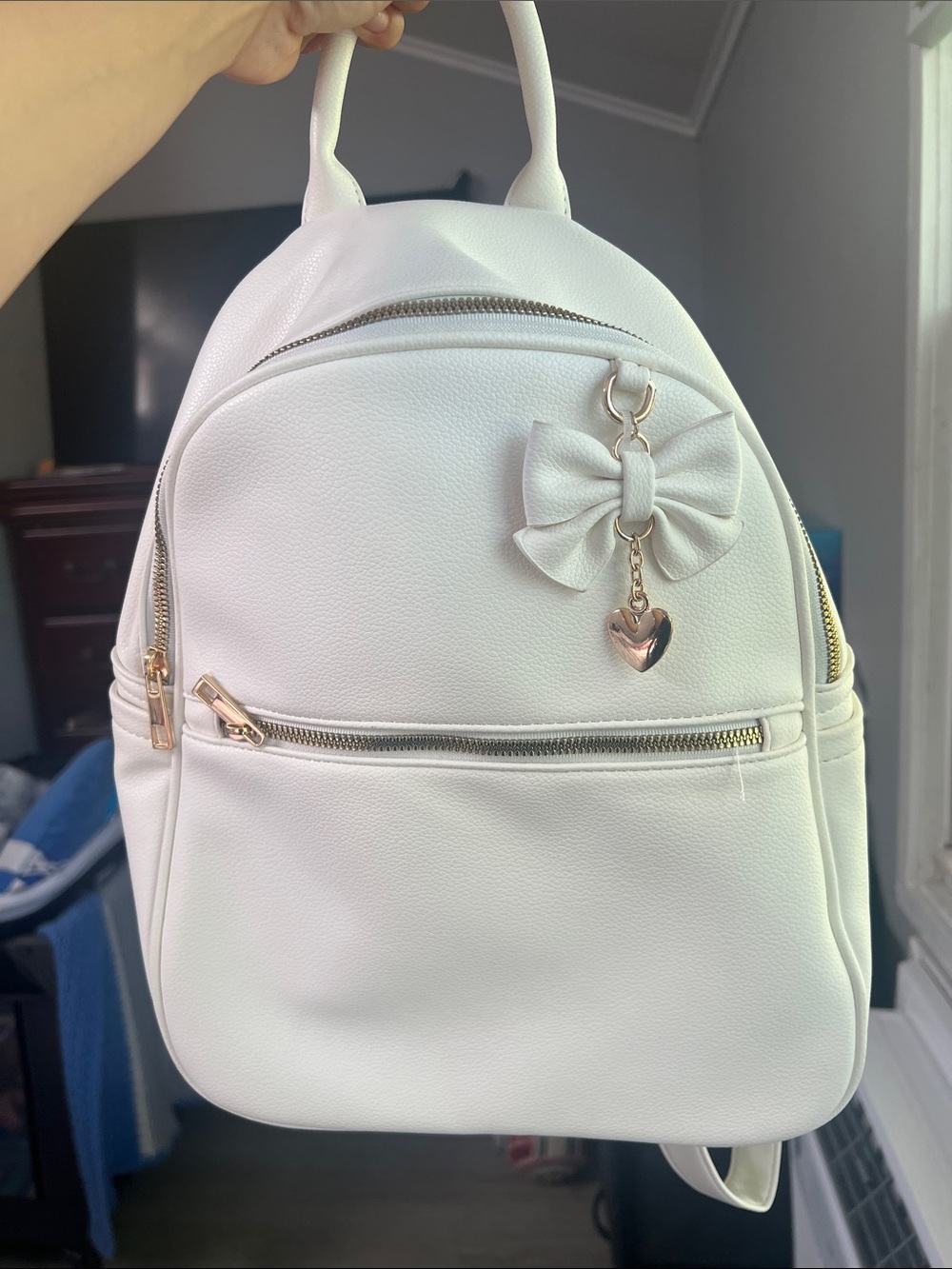 White Bow Accent Mini Backpack - Women's Bag